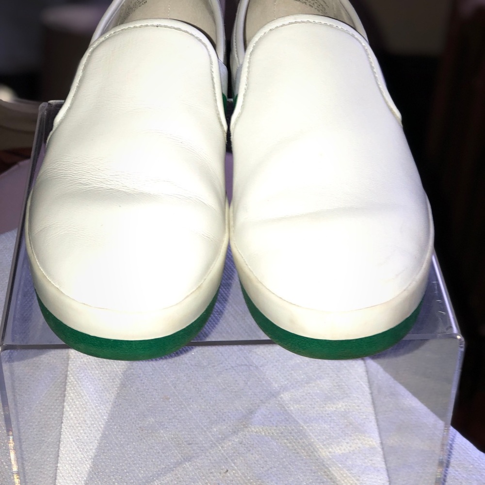 Designer Slip-on leather sneakers white/green - Picture 2 of 4